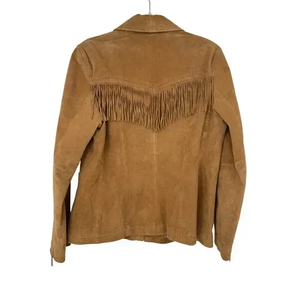 Colebrook Suede Fringe Jacket Western Boho Cowgirl Rodeo Festival Brown L - Picture 2 of 10
